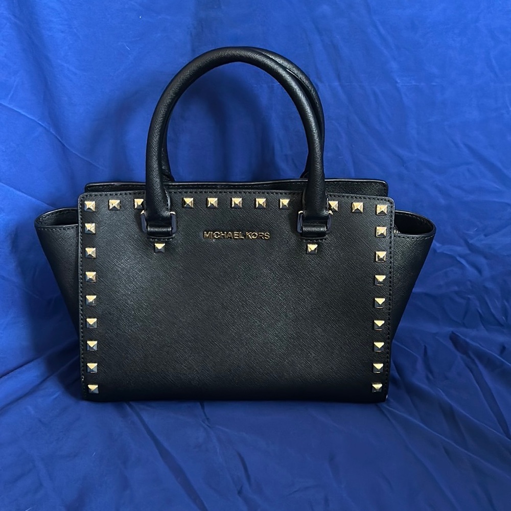 Michael Kors Medium TZ Selma Stud Satchel Bag in Black